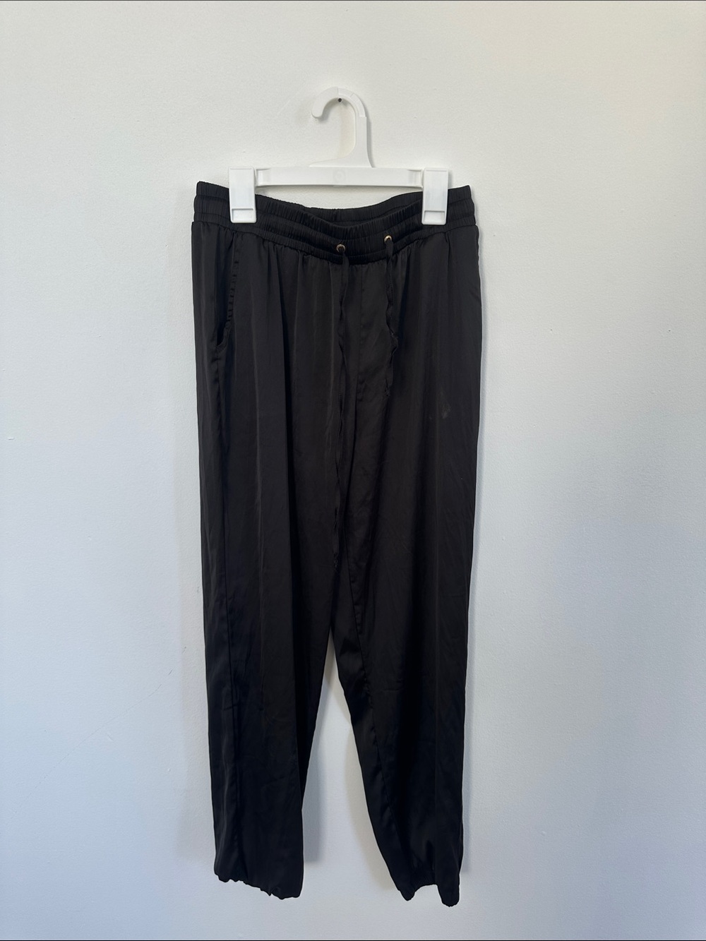 Black Drawstring Relaxed Pants - Picture 1 of 5